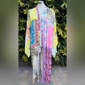 Free People Intimately Floral Patchwork Long Kimono